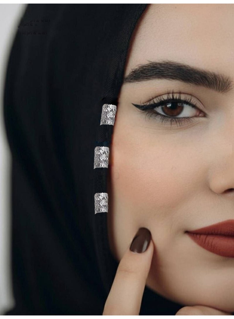 45 قطعة من حلقات إكسسوارات الشعر والحجاب الفضيه وحبل فضي لتزيين الشعر أنيقة للحفلات والمناسبات الخاصة - Image 1